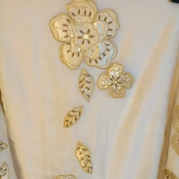 Bandilino Woman Cream Gold Floral Applique Sequin Party Cocktail Skirt Size 18W - Picture 5 of 8